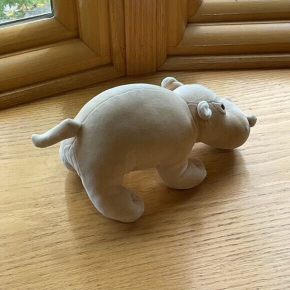 10" My Natural Beige Hippo Plush Stuffed Animal Toy - Picture 2 of 7